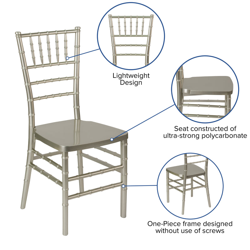 SINGLEWAVE PREMIUM Series Champagne Resin Stacking Chiavari Chair