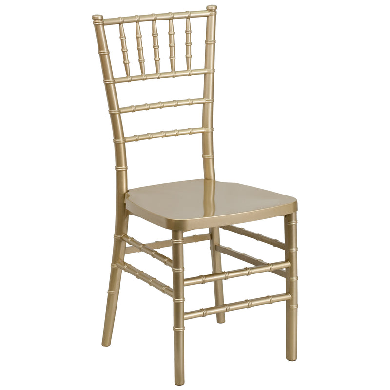 SINGLEWAVE PREMIUM Series Gold Resin Stacking Chiavari Chair