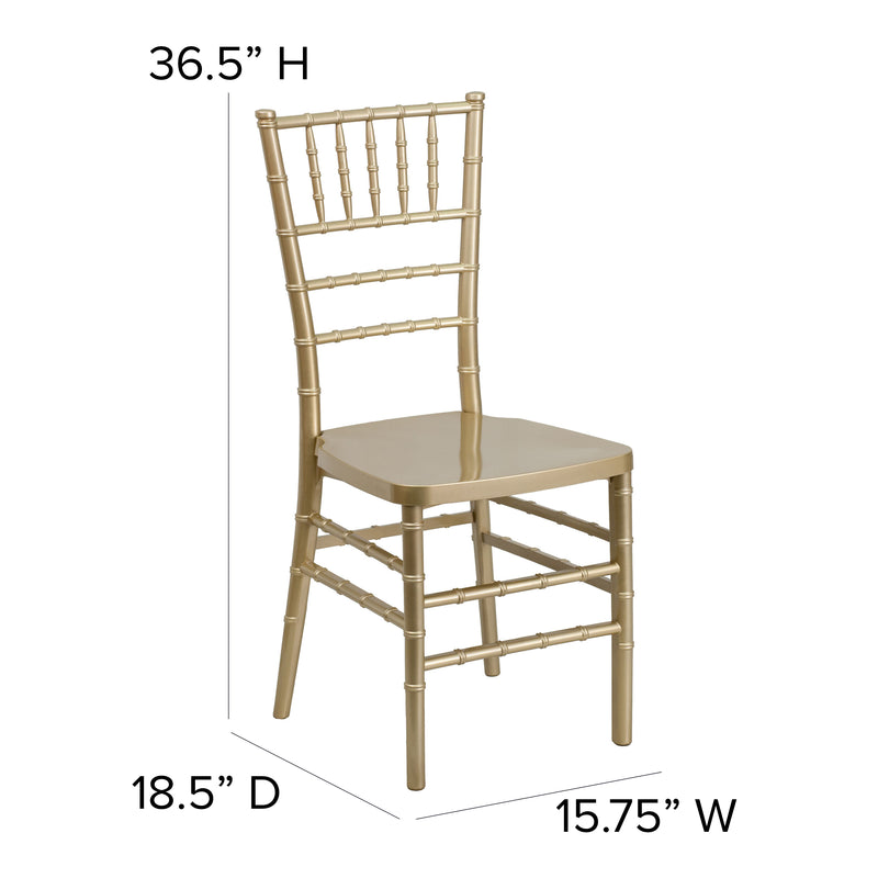 SINGLEWAVE PREMIUM Series Gold Resin Stacking Chiavari Chair