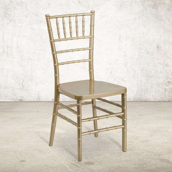 SINGLEWAVE PREMIUM Series Gold Resin Stacking Chiavari Chair