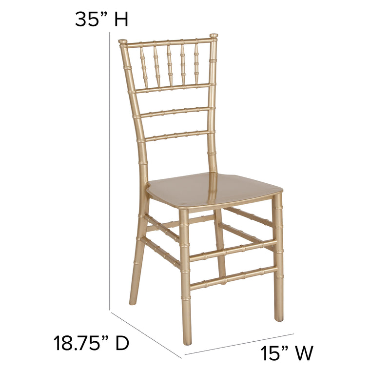 SINGLEWAVE Series Gold Resin Stacking Chiavari Chair