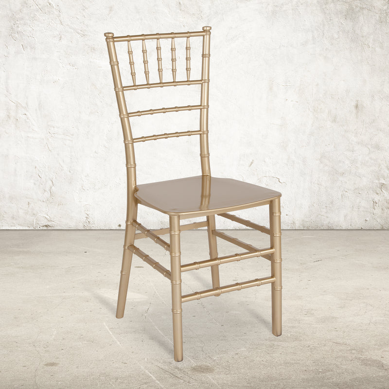 SINGLEWAVE Series Gold Resin Stacking Chiavari Chair