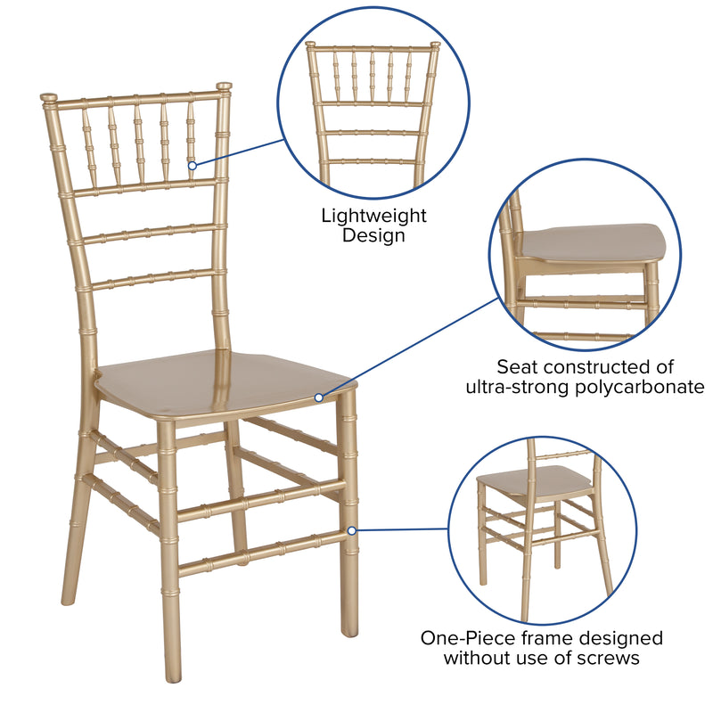 SINGLEWAVE Series Gold Resin Stacking Chiavari Chair