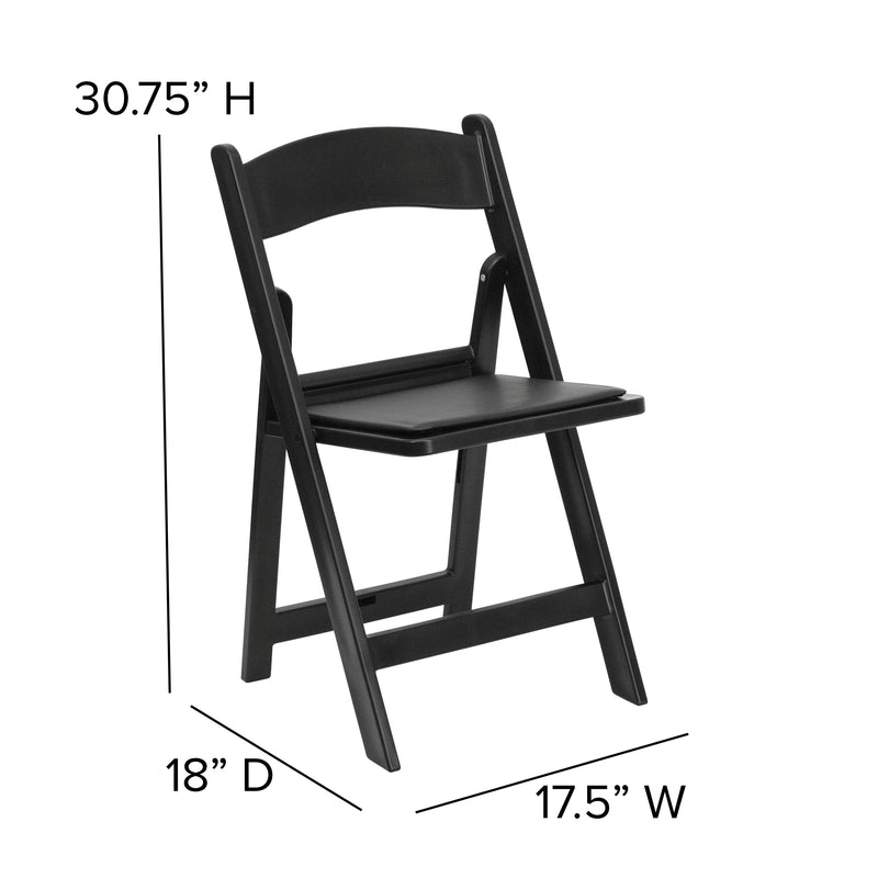 SINGLEWAVE™ Folding Chair - Black Resin – 1000LB Weight Capacity Comfortable Event Chair - Light Weight Folding Chair