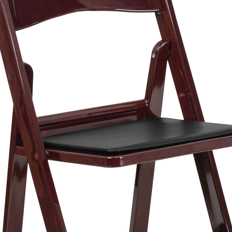 SINGLEWAVE™ Folding Chair - Red Mahogany Resin – 1000LB Weight Capacity - Comfortable Event Chair - Light Weight Folding Chair