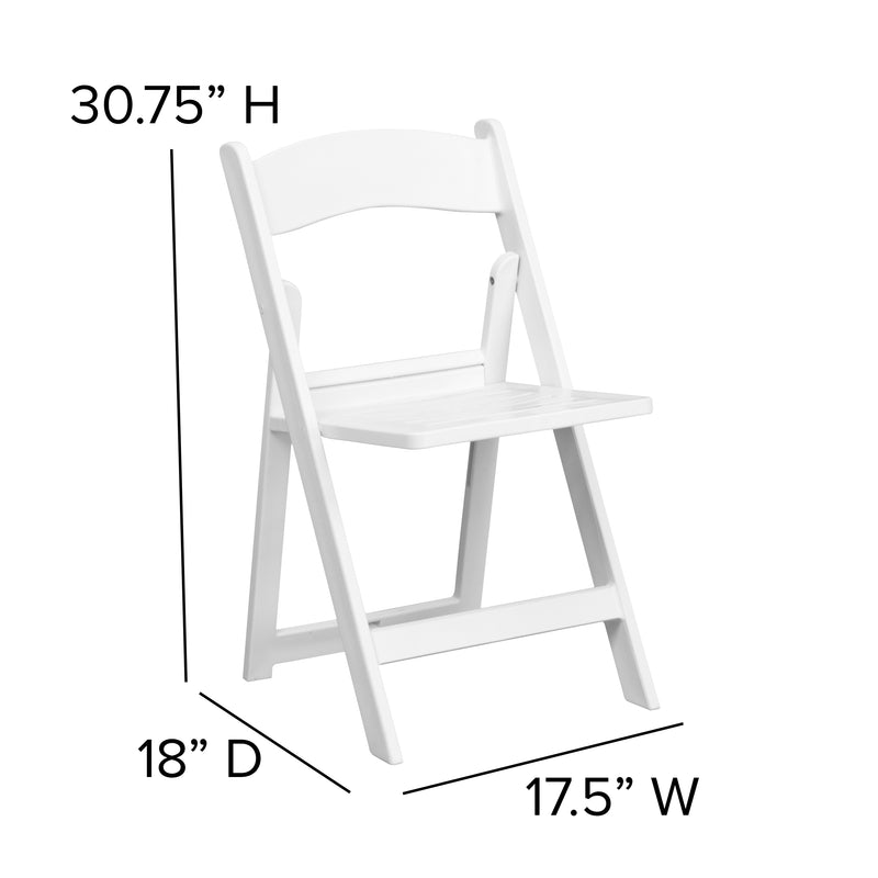 SINGLEWAVE Series 1000 lb. Capacity White Resin Folding Chair with Slatted Seat