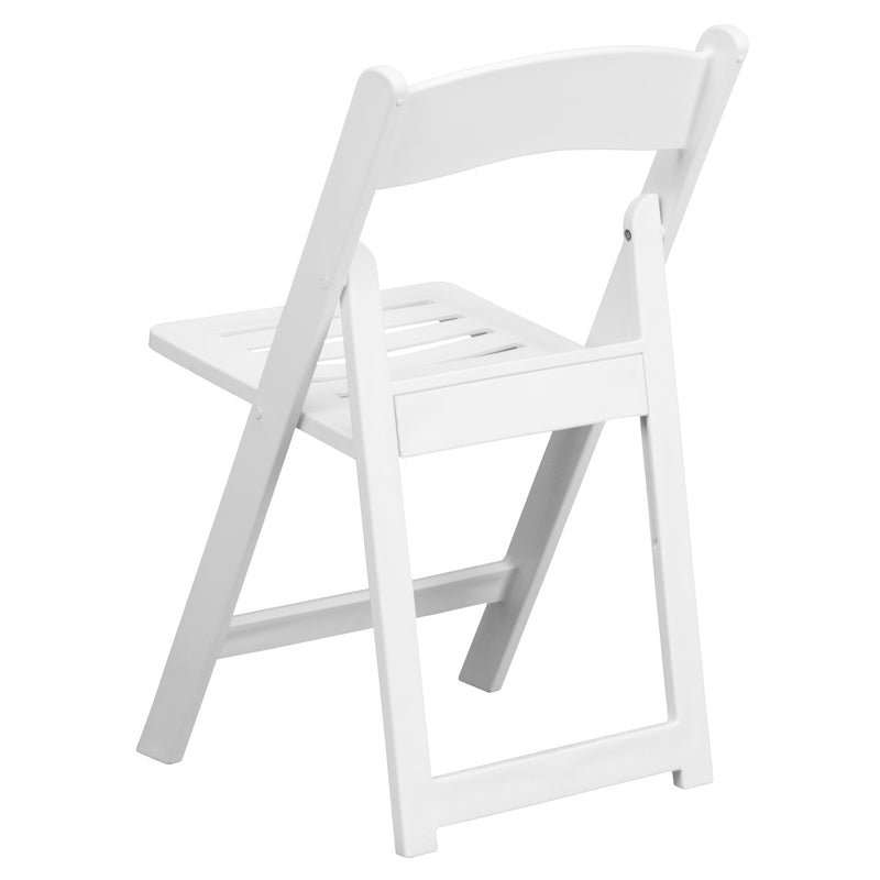 SINGLEWAVE Series 1000 lb. Capacity White Resin Folding Chair with Slatted Seat