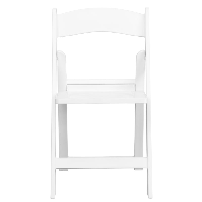 SINGLEWAVE Series 1000 lb. Capacity White Resin Folding Chair with Slatted Seat