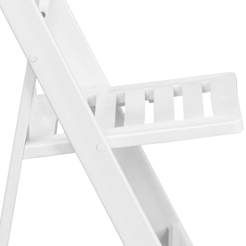 SINGLEWAVE Series 1000 lb. Capacity White Resin Folding Chair with Slatted Seat