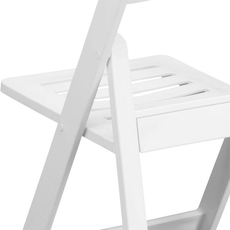 SINGLEWAVE Series 1000 lb. Capacity White Resin Folding Chair with Slatted Seat