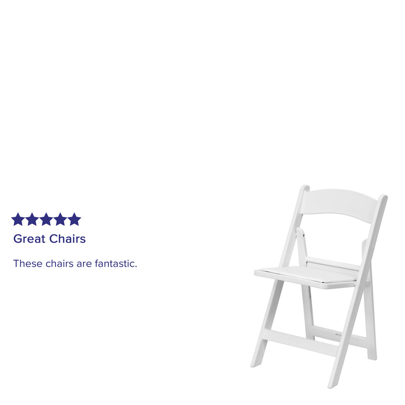 SINGLEWAVE™ Folding Chair - White Resin – 1000LB Weight Capacity - Comfortable Event Chair - Light Weight Folding Chair