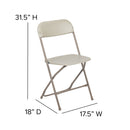 SINGLEWAVE™ Series Plastic Folding Chair - Beige - 650LB Weight Capacity Comfortable Event Chair - Lightweight Folding Chair