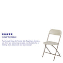 SINGLEWAVE™ Series Plastic Folding Chair - Beige - 650LB Weight Capacity Comfortable Event Chair - Lightweight Folding Chair