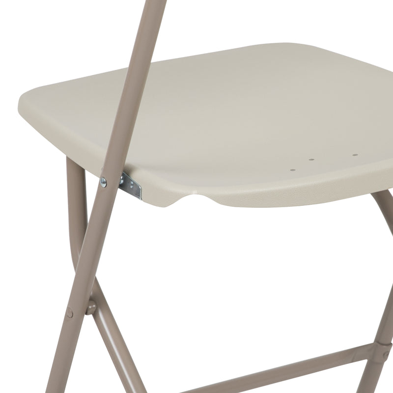 SINGLEWAVE™ Series Plastic Folding Chair - Beige - 650LB Weight Capacity Comfortable Event Chair - Lightweight Folding Chair