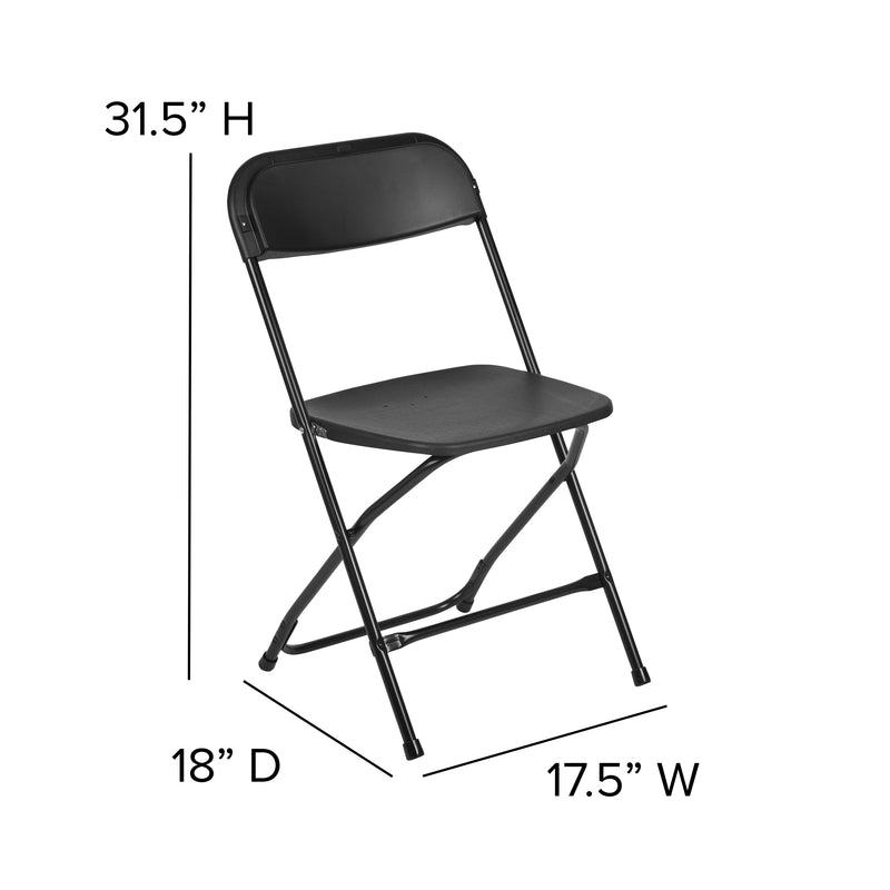 SINGLEWAVE™ Series Plastic Folding Chair - Black - 650LB Weight Capacity Comfortable Event Chair - Lightweight Folding Chair