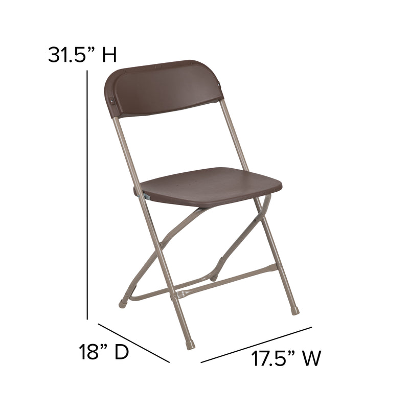 SINGLEWAVE™ Series Plastic Folding Chair - - Brown - 650LB Weight Capacity Comfortable Event Chair - Lightweight Folding Chair