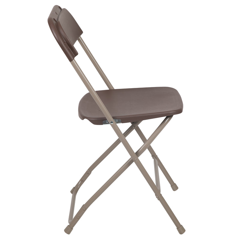 SINGLEWAVE™ Series Plastic Folding Chair - - Brown - 650LB Weight Capacity Comfortable Event Chair - Lightweight Folding Chair