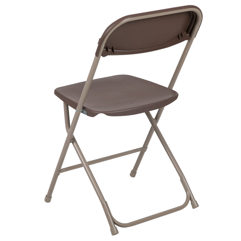 SINGLEWAVE™ Series Plastic Folding Chair - - Brown - 650LB Weight Capacity Comfortable Event Chair - Lightweight Folding Chair