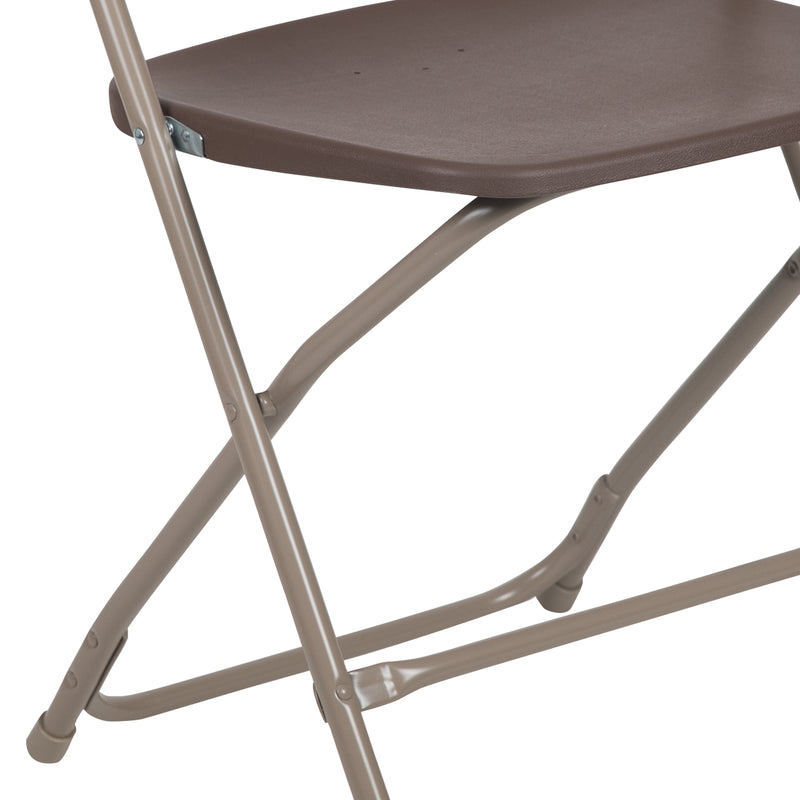 SINGLEWAVE™ Series Plastic Folding Chair - - Brown - 650LB Weight Capacity Comfortable Event Chair - Lightweight Folding Chair