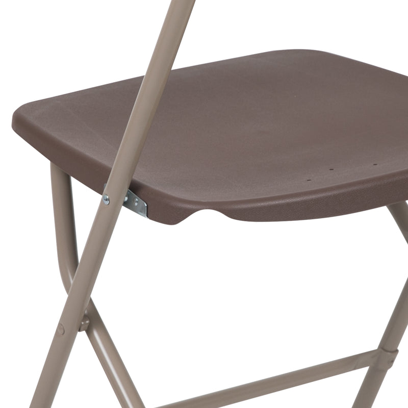 SINGLEWAVE™ Series Plastic Folding Chair - - Brown - 650LB Weight Capacity Comfortable Event Chair - Lightweight Folding Chair