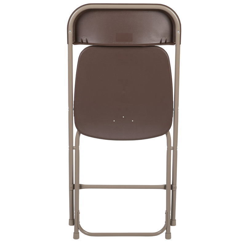 SINGLEWAVE™ Series Plastic Folding Chair - - Brown - 650LB Weight Capacity Comfortable Event Chair - Lightweight Folding Chair