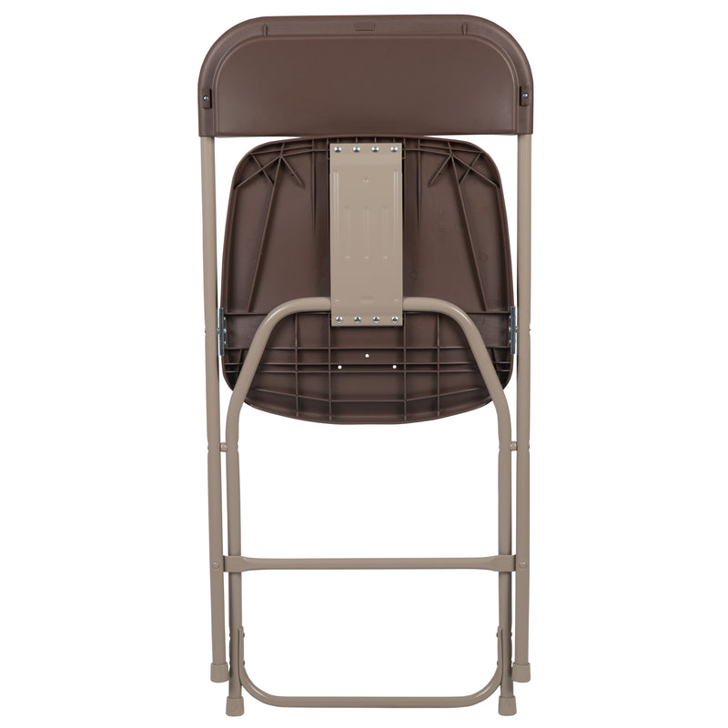 SINGLEWAVE™ Series Plastic Folding Chair - - Brown - 650LB Weight Capacity Comfortable Event Chair - Lightweight Folding Chair