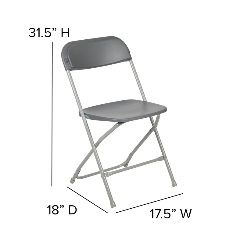 SINGLEWAVE™ Series Plastic Folding Chair - Grey - 650LB Weight Capacity Comfortable Event Chair - Lightweight Folding Chair