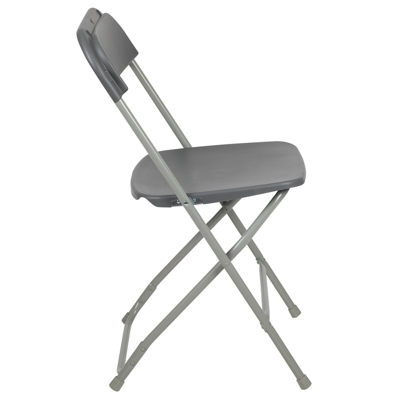 SINGLEWAVE™ Series Plastic Folding Chair - Grey - 650LB Weight Capacity Comfortable Event Chair - Lightweight Folding Chair