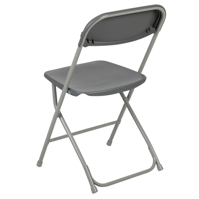 SINGLEWAVE™ Series Plastic Folding Chair - Grey - 650LB Weight Capacity Comfortable Event Chair - Lightweight Folding Chair