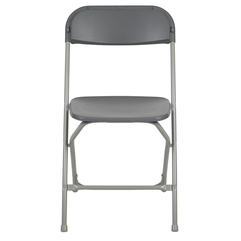 SINGLEWAVE™ Series Plastic Folding Chair - Grey - 650LB Weight Capacity Comfortable Event Chair - Lightweight Folding Chair