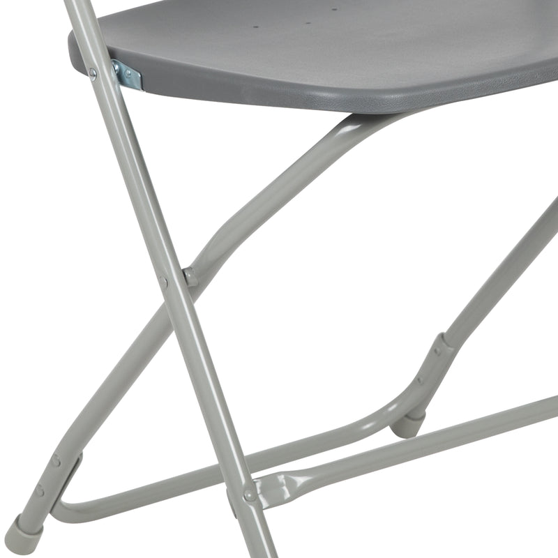 SINGLEWAVE™ Series Plastic Folding Chair - Grey - 650LB Weight Capacity Comfortable Event Chair - Lightweight Folding Chair