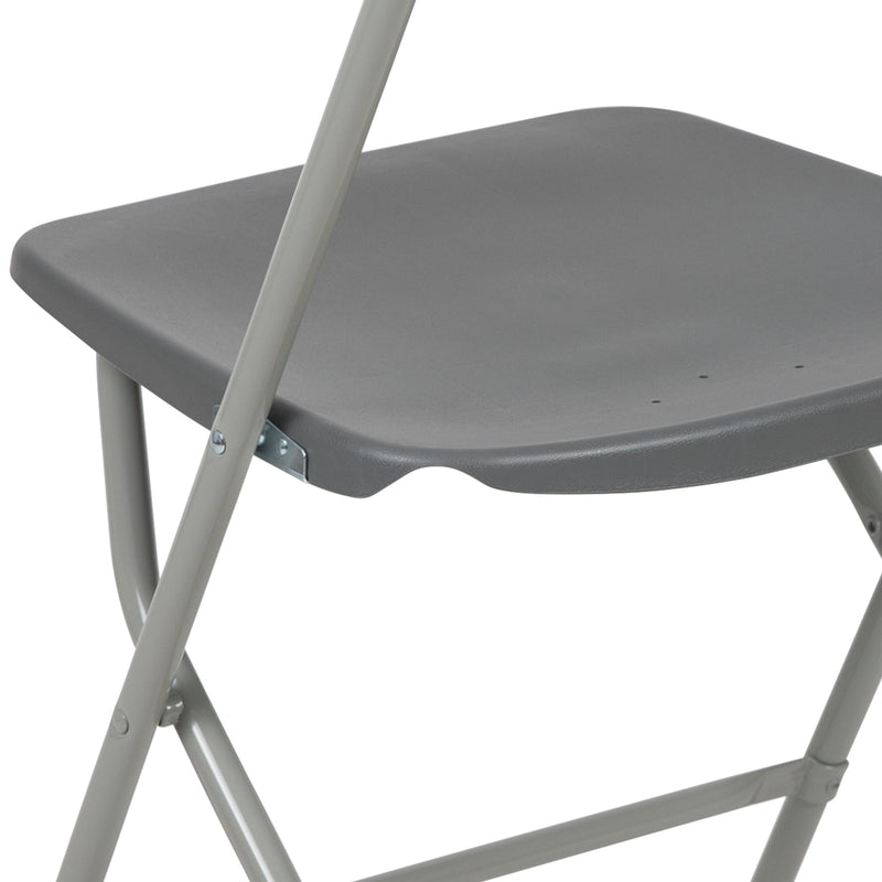 SINGLEWAVE™ Series Plastic Folding Chair - Grey - 650LB Weight Capacity Comfortable Event Chair - Lightweight Folding Chair