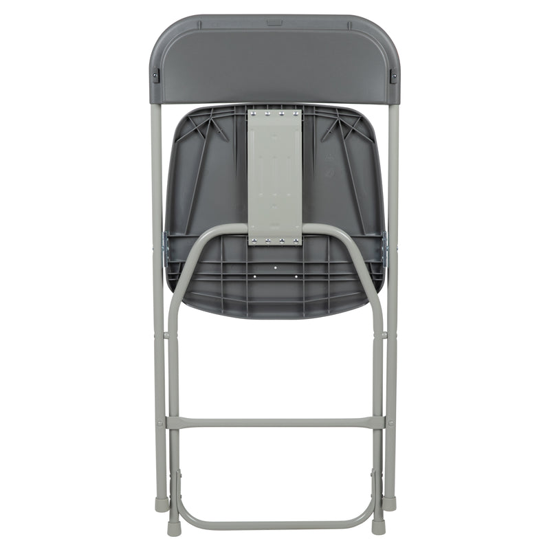 SINGLEWAVE™ Series Plastic Folding Chair - Grey - 650LB Weight Capacity Comfortable Event Chair - Lightweight Folding Chair