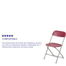SINGLEWAVE™ Series Plastic Folding Chair - Red - 650LB Weight Capacity Comfortable Event Chair - Lightweight Folding Chair