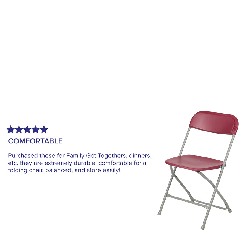 SINGLEWAVE™ Series Plastic Folding Chair - Red - 650LB Weight Capacity Comfortable Event Chair - Lightweight Folding Chair