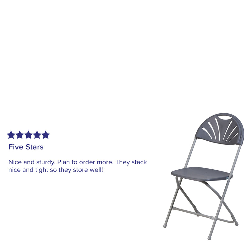 SINGLEWAVE Series 650 lb. Capacity Charcoal Plastic Fan Back Folding Chair