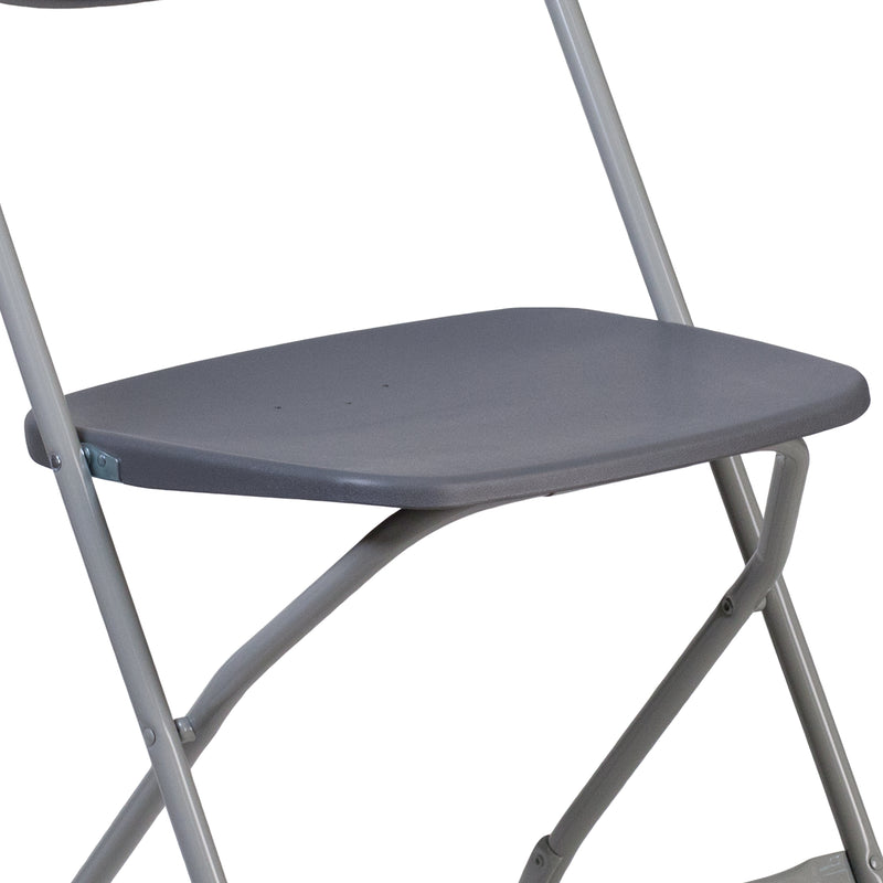 SINGLEWAVE Series 650 lb. Capacity Charcoal Plastic Fan Back Folding Chair