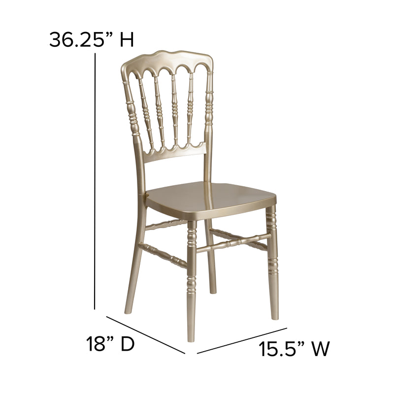 SINGLEWAVE Series Gold Resin Stacking Napoleon Chair