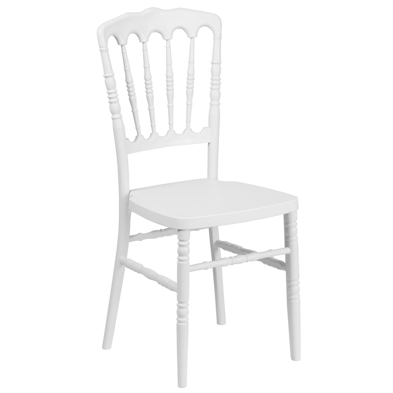 SINGLEWAVE Series White Resin Stacking Napoleon Chair