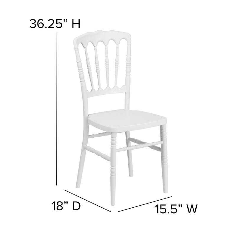 SINGLEWAVE Series White Resin Stacking Napoleon Chair