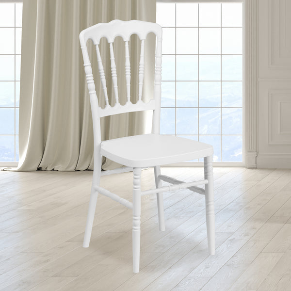 SINGLEWAVE Series White Resin Stacking Napoleon Chair