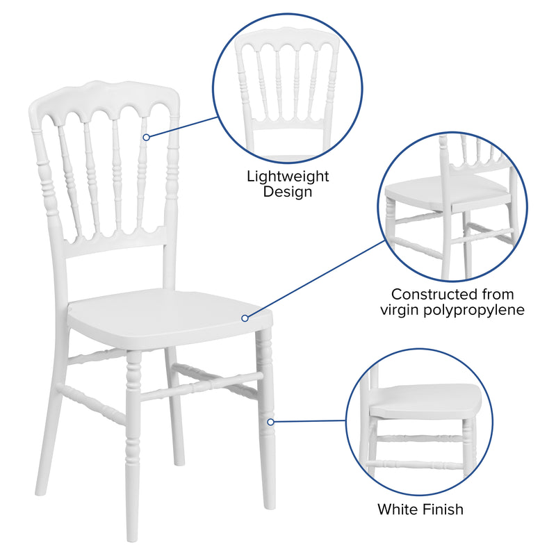 SINGLEWAVE Series White Resin Stacking Napoleon Chair