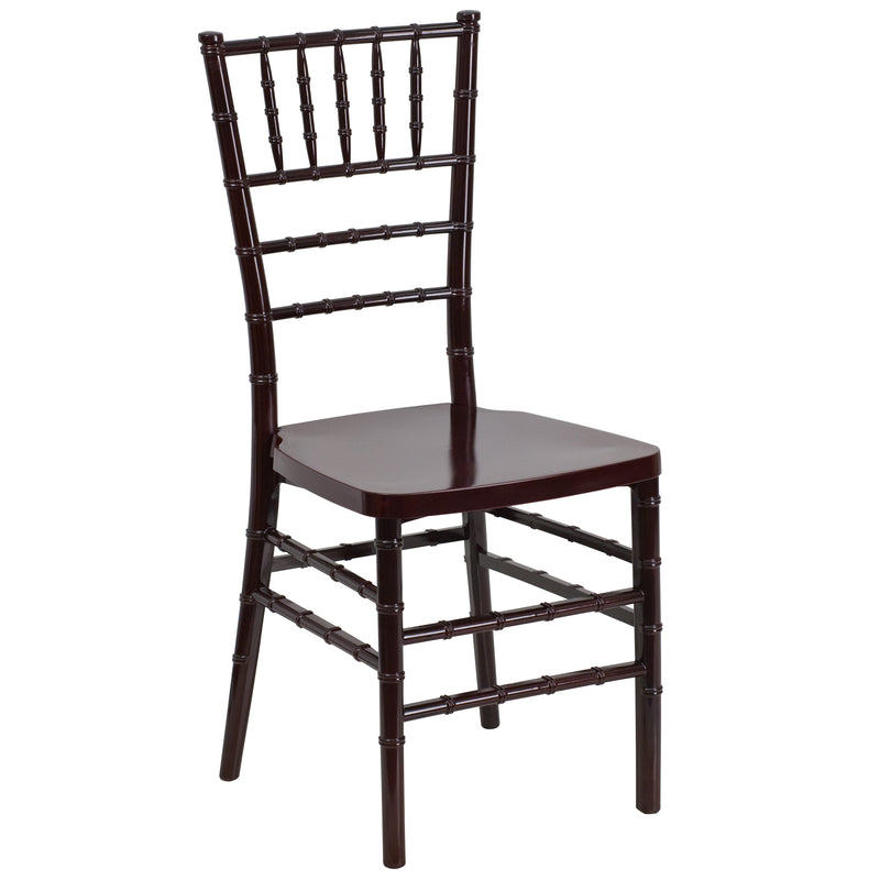 SINGLEWAVE PREMIUM Series Mahogany Resin Stacking Chiavari Chair