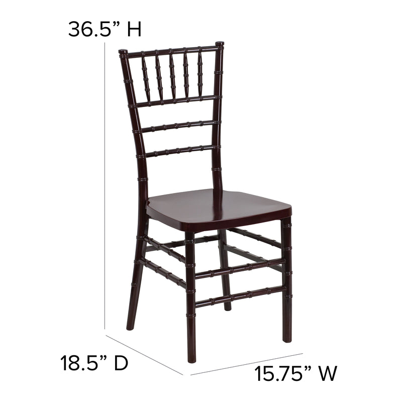 SINGLEWAVE PREMIUM Series Mahogany Resin Stacking Chiavari Chair