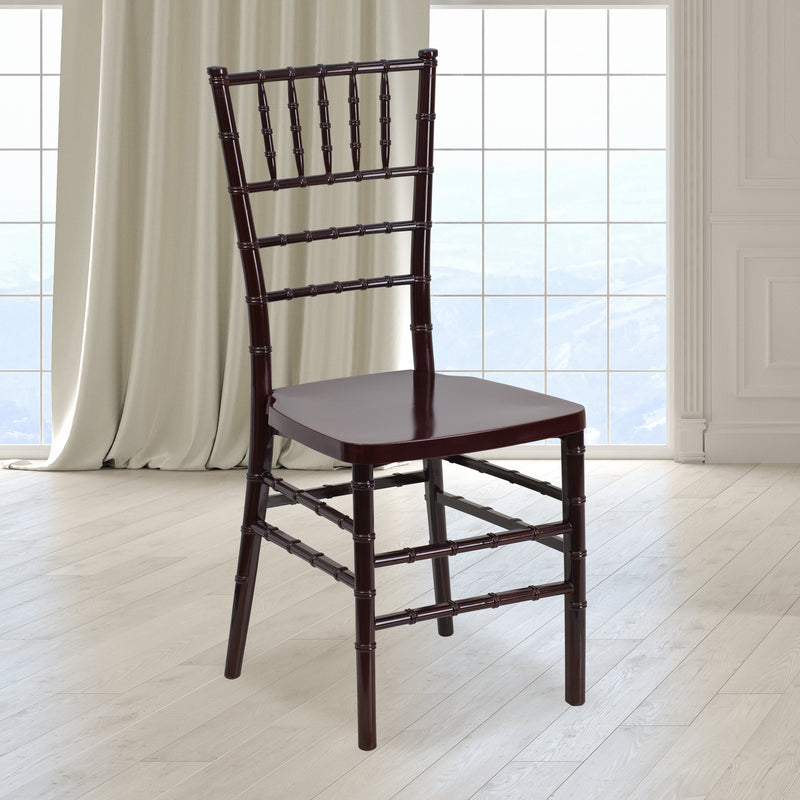 SINGLEWAVE PREMIUM Series Mahogany Resin Stacking Chiavari Chair