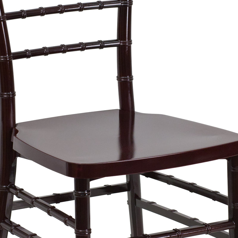 SINGLEWAVE PREMIUM Series Mahogany Resin Stacking Chiavari Chair