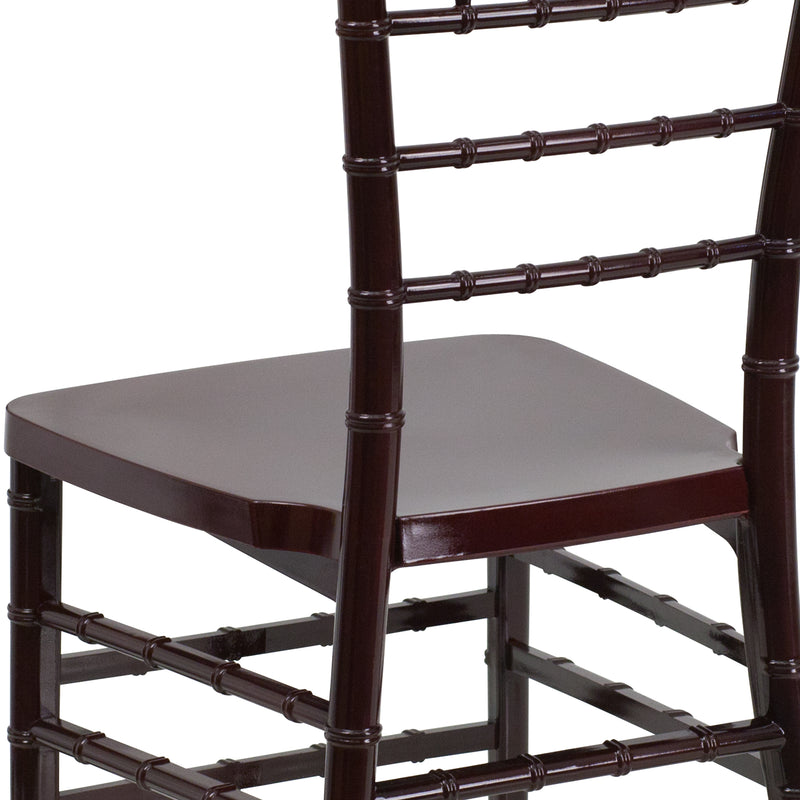 SINGLEWAVE PREMIUM Series Mahogany Resin Stacking Chiavari Chair