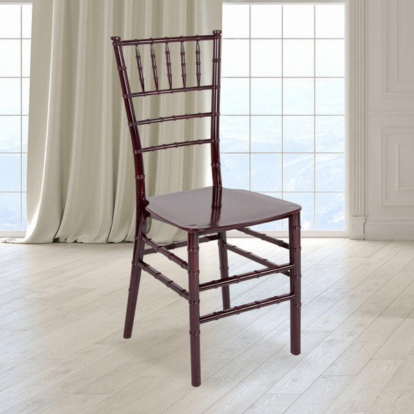 SINGLEWAVE Series Mahogany Resin Stacking Chiavari Chair