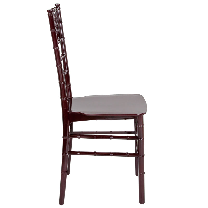 SINGLEWAVE Series Mahogany Resin Stacking Chiavari Chair