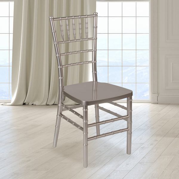 SINGLEWAVE PREMIUM Series Pewter Resin Stacking Chiavari Chair